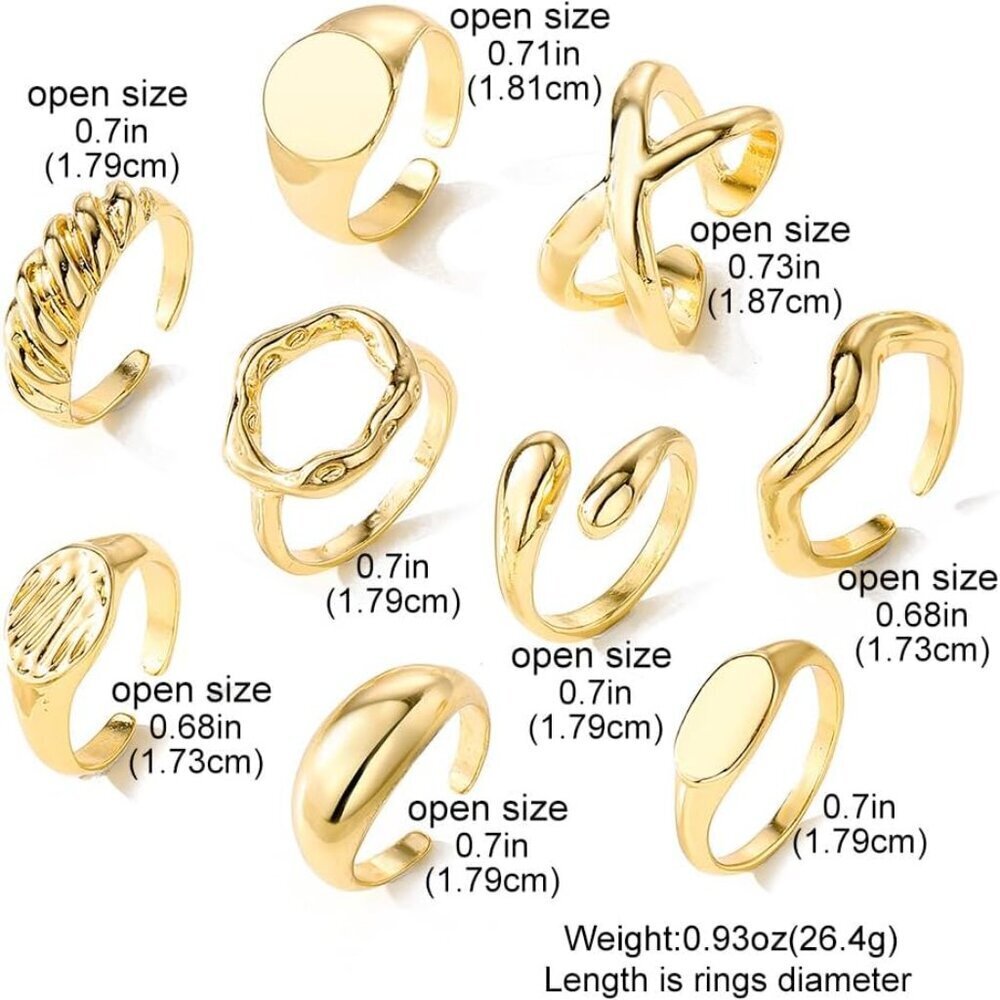 Gold Stackable Rings Set 9pcs Adjustable Minimali… - image 4